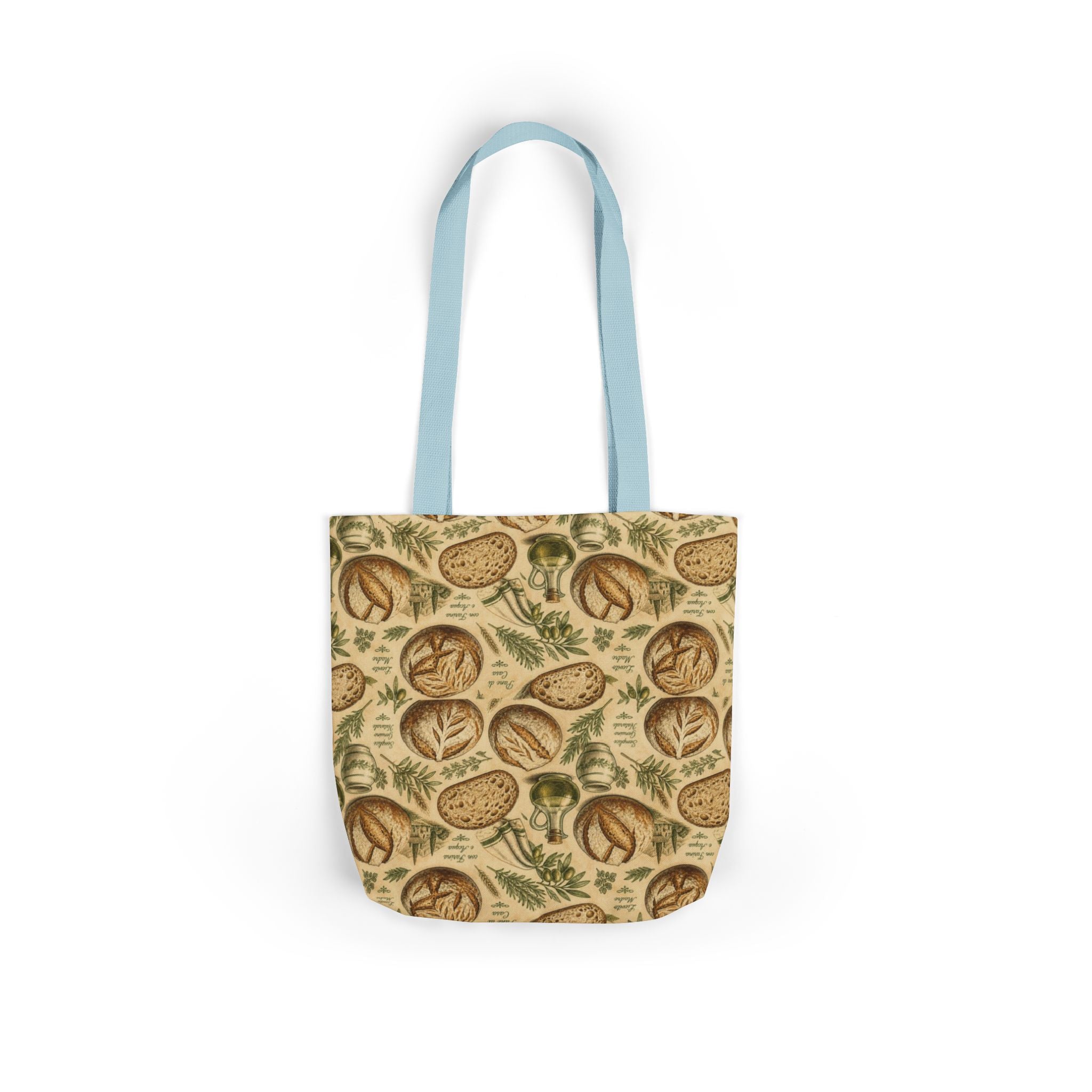 Rustic Sourdough Bread Canvas Tote Bag Mediterranean Kitchen Botanical Design Italian Cottagecore Gift