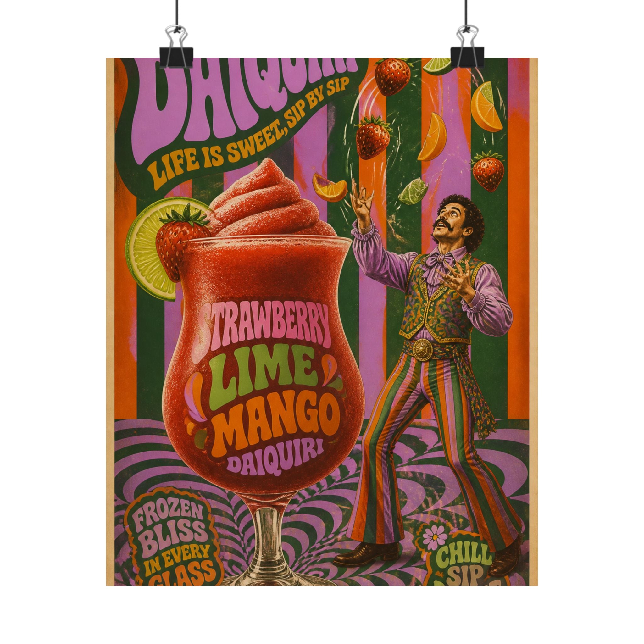Daiquiri Fruit Juggler Wall Art Poster 18×24 Psychedelic Cafe Decor Maximalist Print