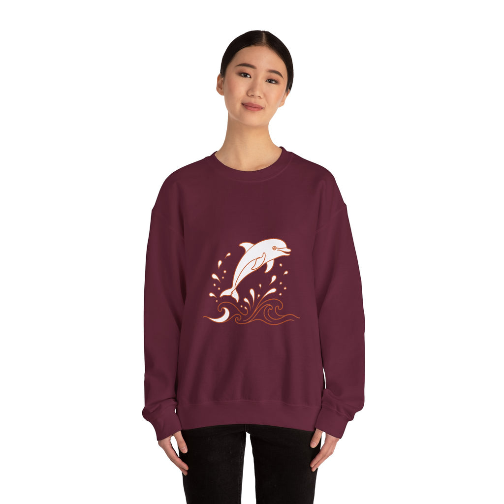 Matching Couple Sweatshirt - Shark & Dolphin Matching Couple Crewneck Sweatshirt Minimalist Art His Hers Valentine Gift - Design B