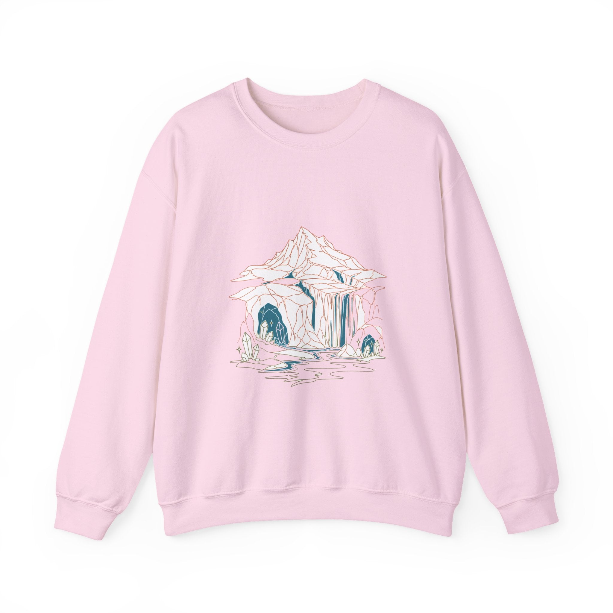 Matching Couple Sweatshirt - Volcano & Glacier Matching Couple Crewneck Sweatshirt Minimalist Art His Hers Valentine Gift - Design B