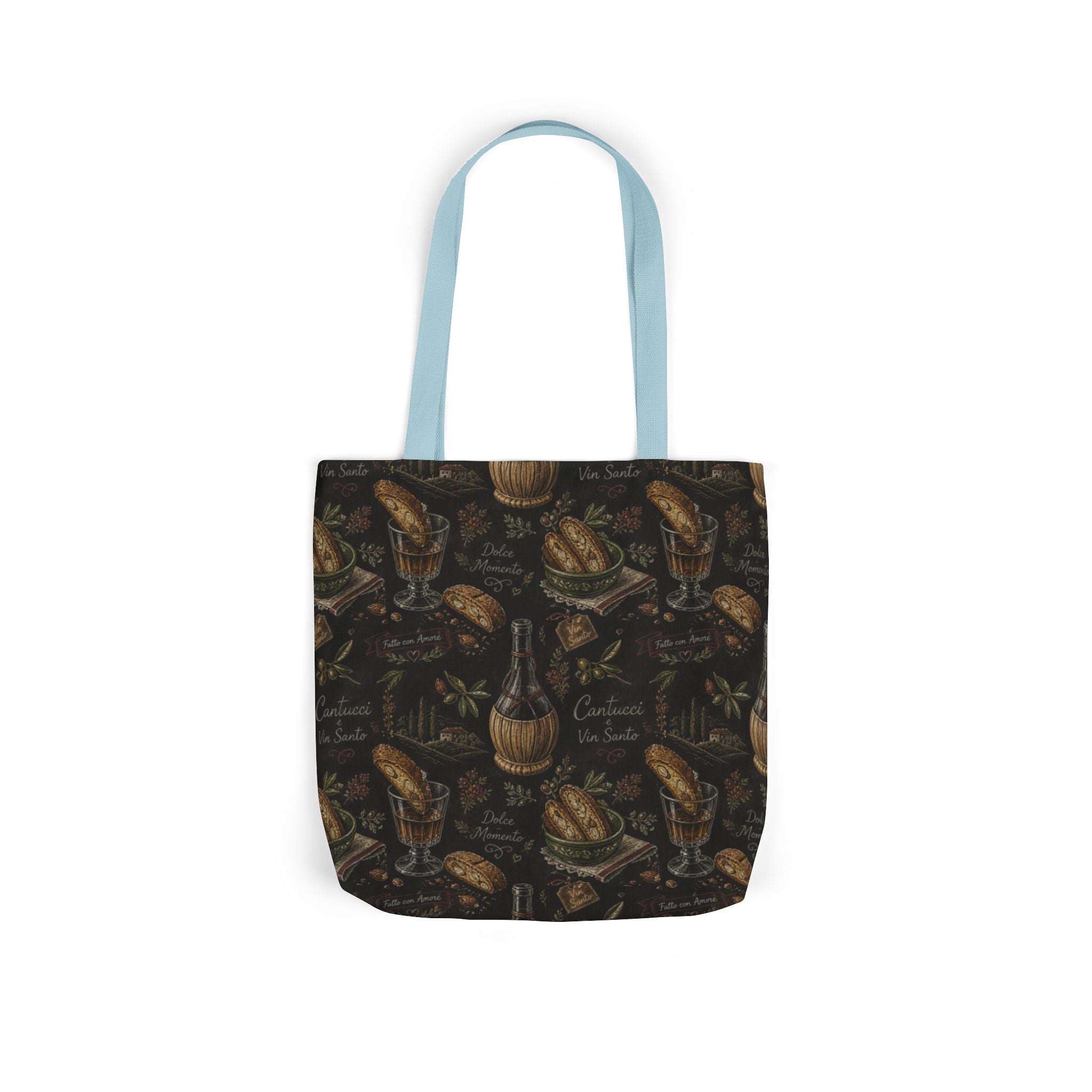 Biscotti & Vin Santo Canvas Tote Bag Mediterranean Kitchen Chalk Art Design Italian Cottagecore Gift