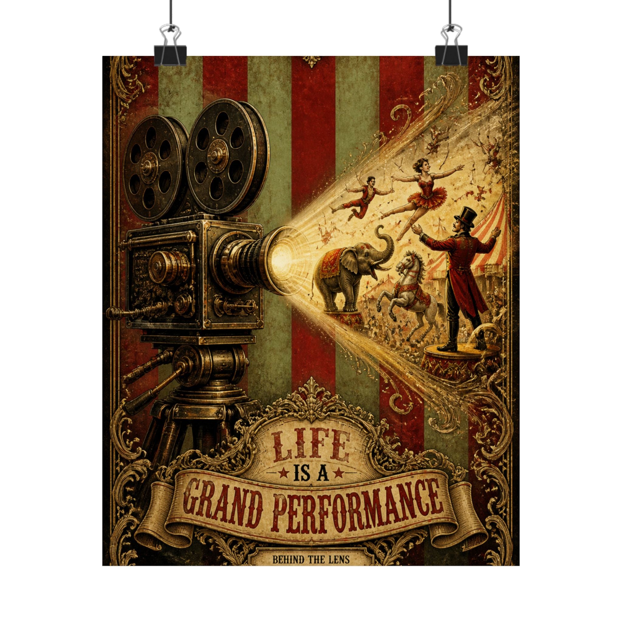 Film Camera Projector Show Wall Art Poster 18×24 Baroque Home Office Decor Maximalist Print