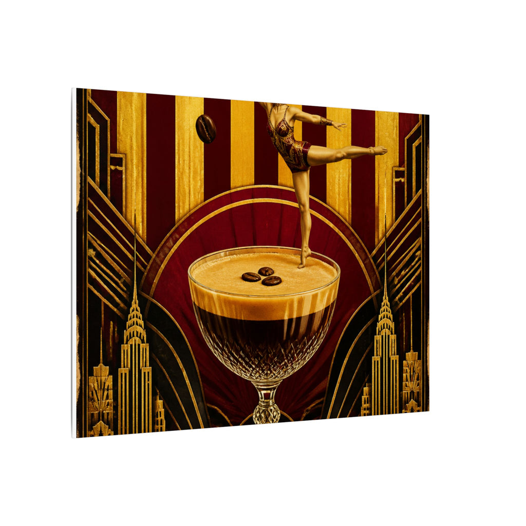 Espresso Martini Acrobat Wall Art Canvas 16×20 Art Deco Entryway Decor Maximalist Print