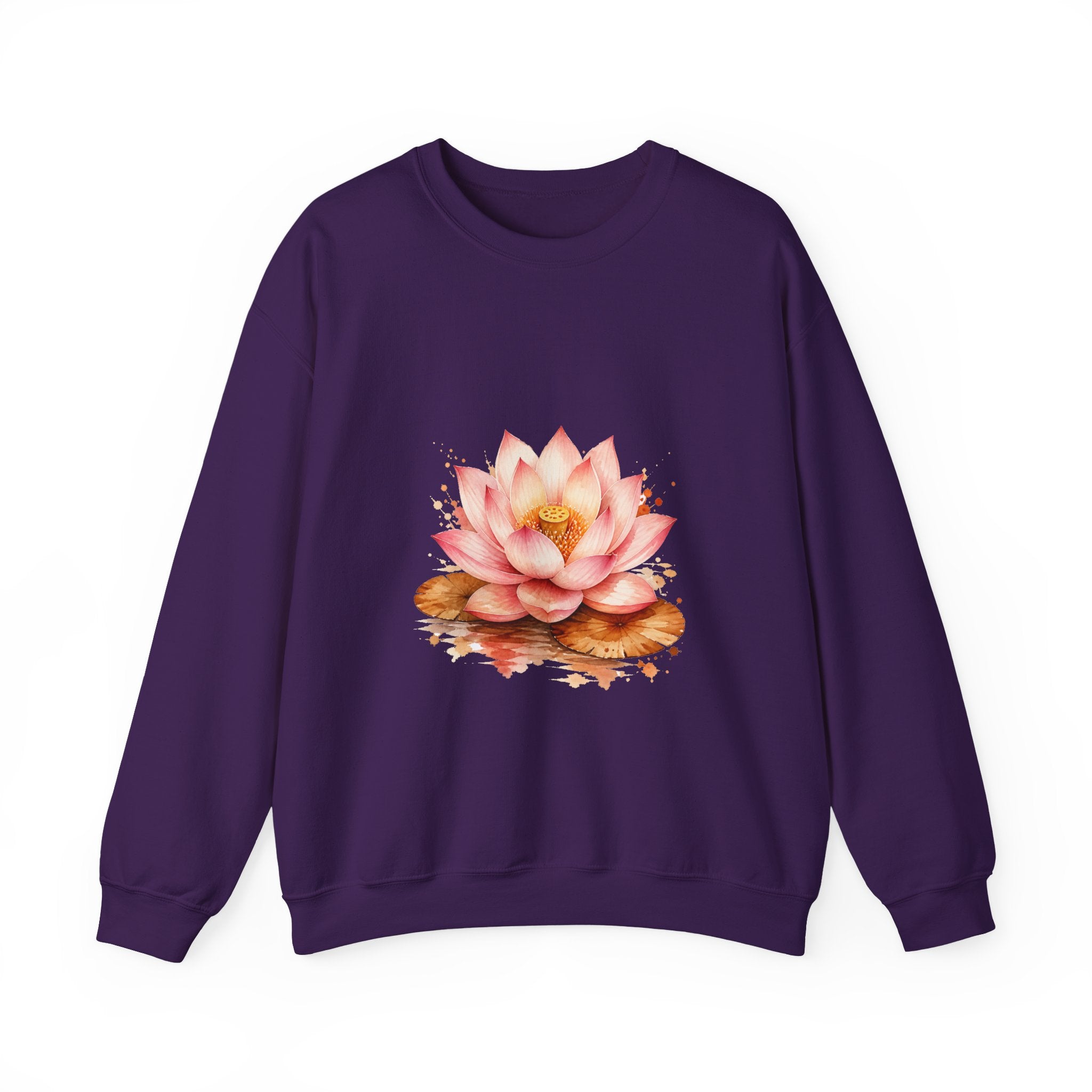 Matching Couple Sweatshirt - Open & Closed Lotus Matching Couple Comfort Colors Crew Watercolor Art His Hers Birthday Gift - Design A