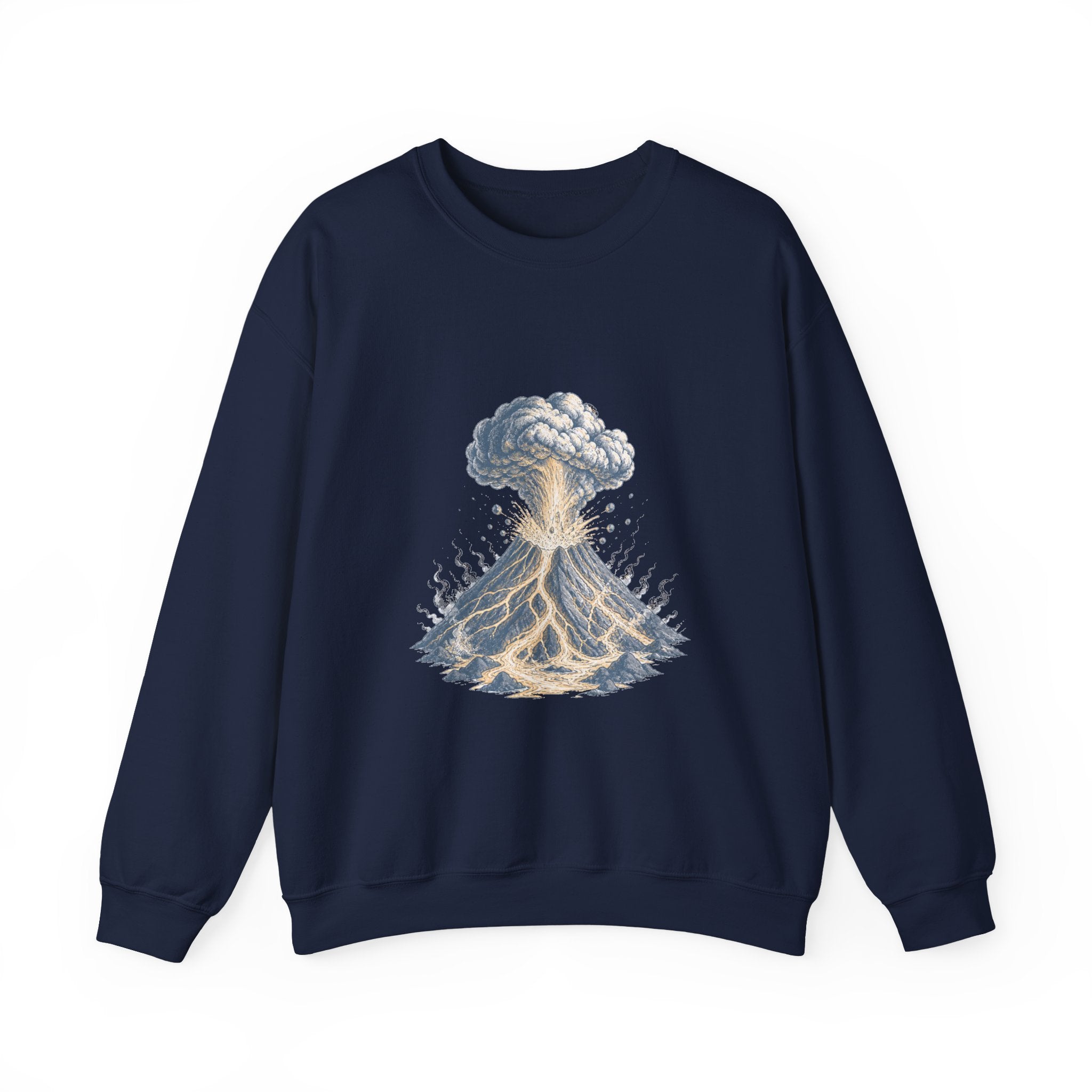 Matching Couple Sweatshirt - Volcano & Glacier Matching Couple Comfort Colors Crew Hand-Drawn Art His Hers Anniversary Gift - Design A