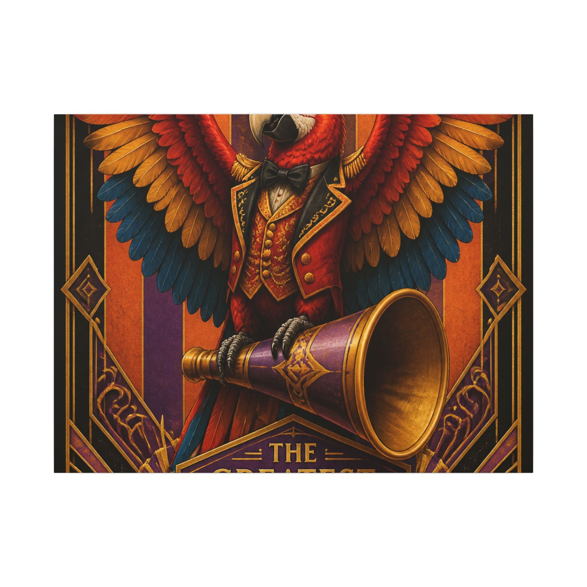 Parrot Ringmaster Wall Art Canvas 24×36 Art Deco Bar Area Decor Maximalist Print