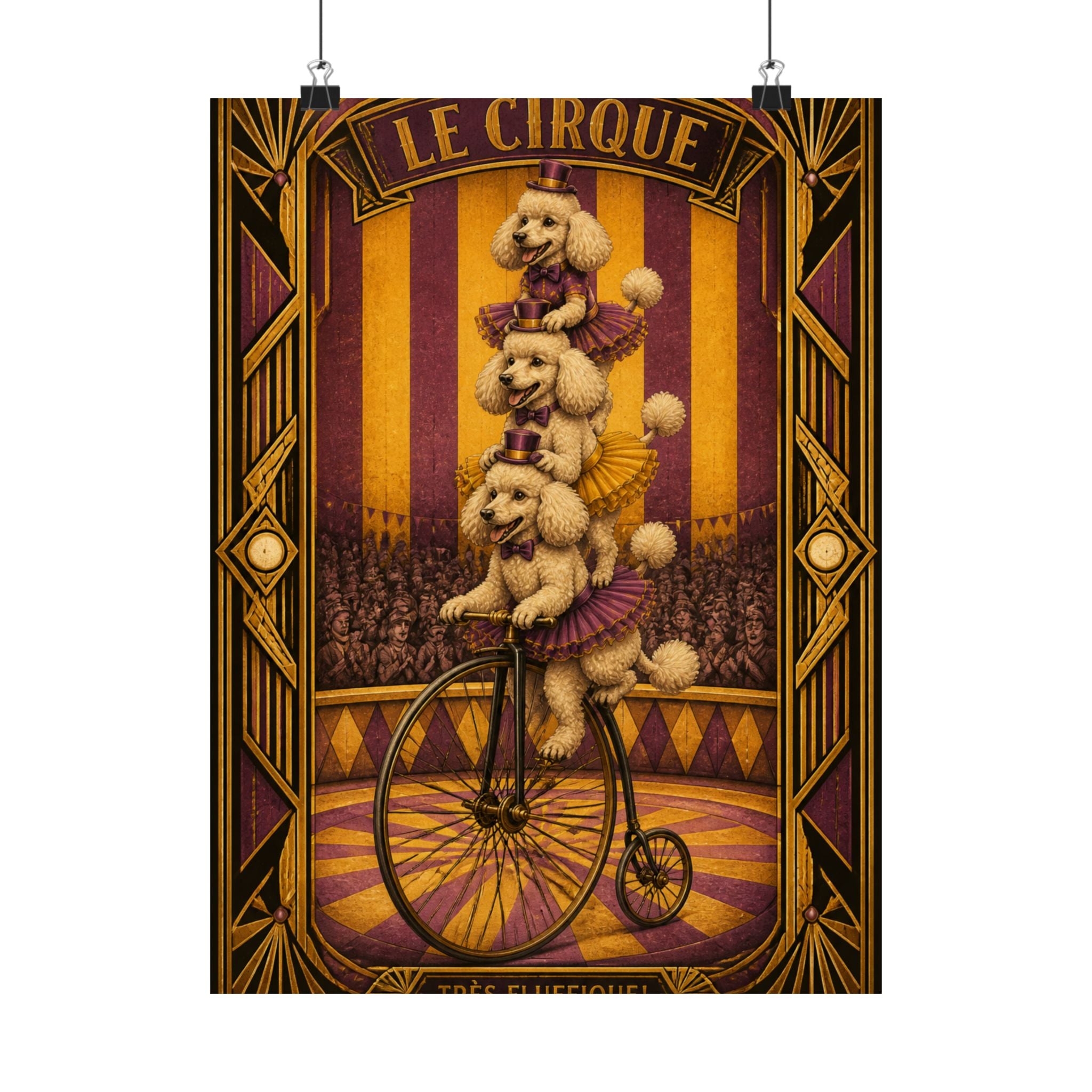Poodle Stack Bicycle Wall Art Poster 18×24 Art Deco Entryway Decor Maximalist Print