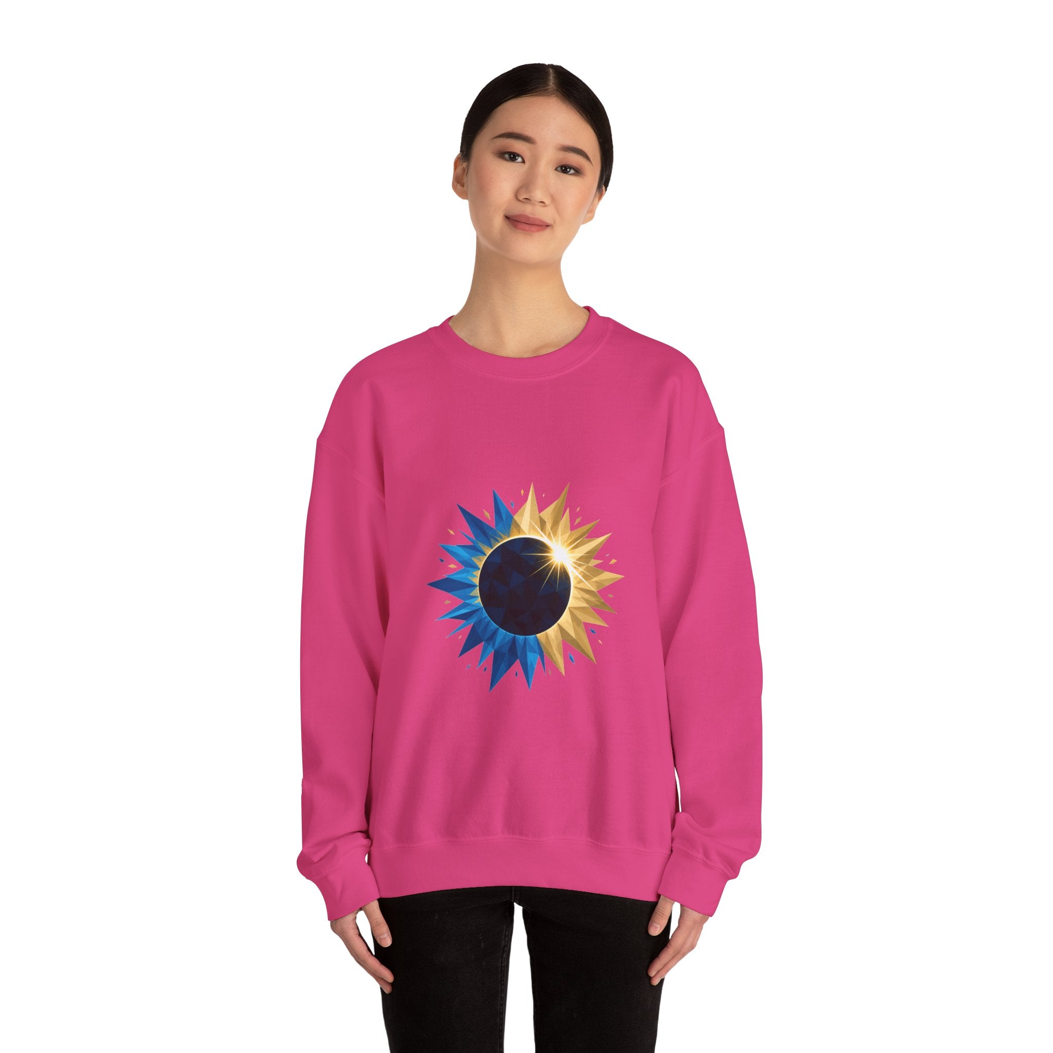 Matching Couple Sweatshirt - Solar & Lunar Eclipse Matching Couple Crewneck Sweatshirt Geometric Art His Hers Couple Gift - Design A