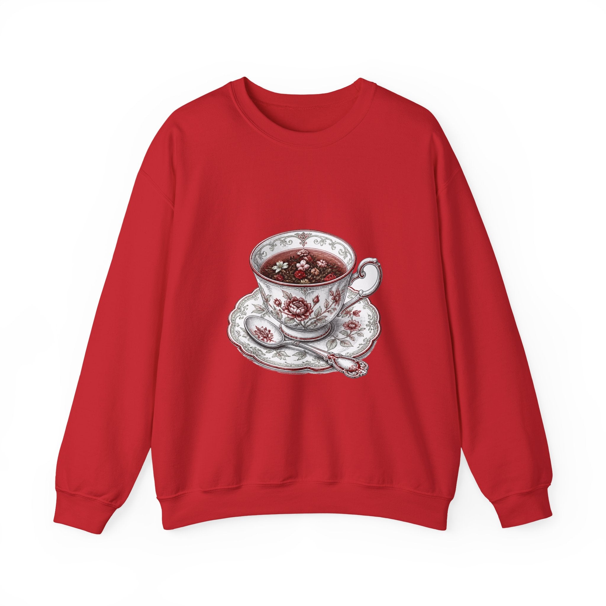 Matching Couple Sweatshirt - Coffee & Tea Matching Couple Premium Fleece Sweatshirt Hand-Drawn Art His Hers Anniversary Gift - Design B