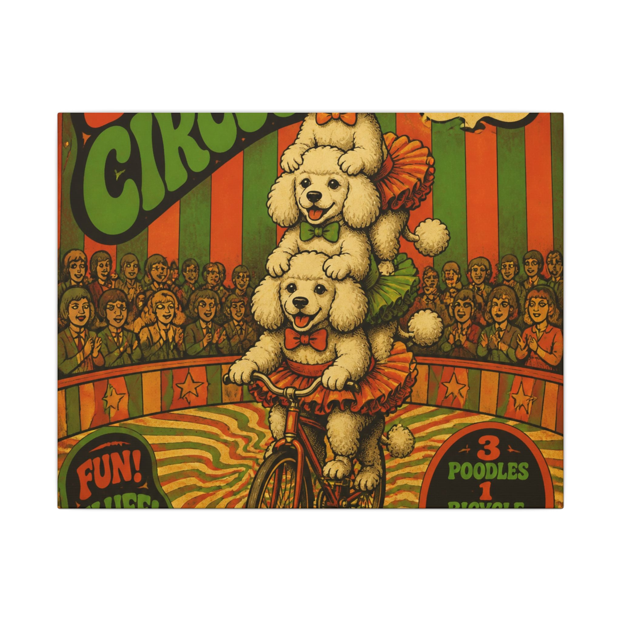 Poodle Stack Bicycle Wall Art Canvas 24×36 Psychedelic Dining Room Decor Maximalist Print