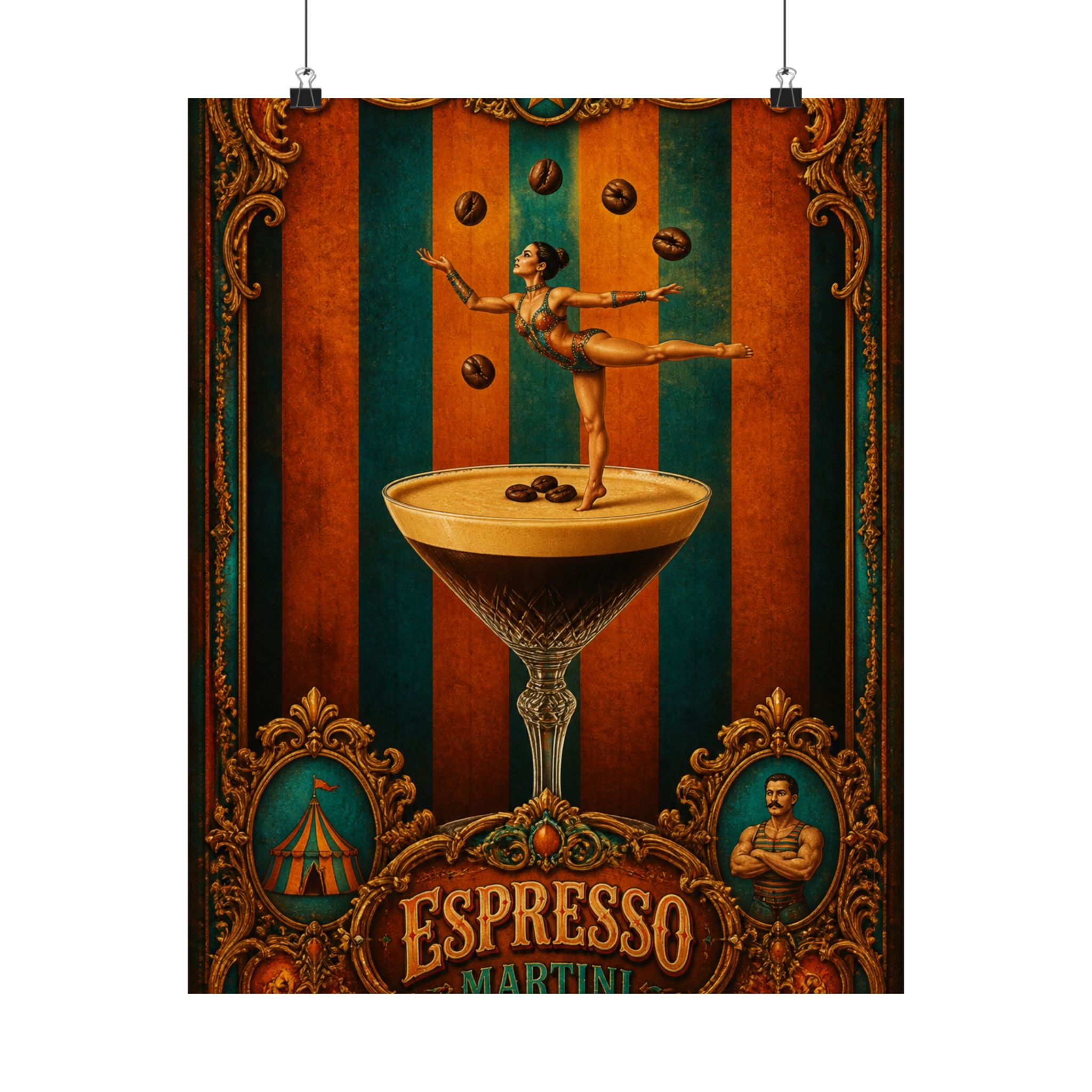 Espresso Martini Acrobat Wall Art Poster 24×36 Baroque Studio Decor Maximalist Print