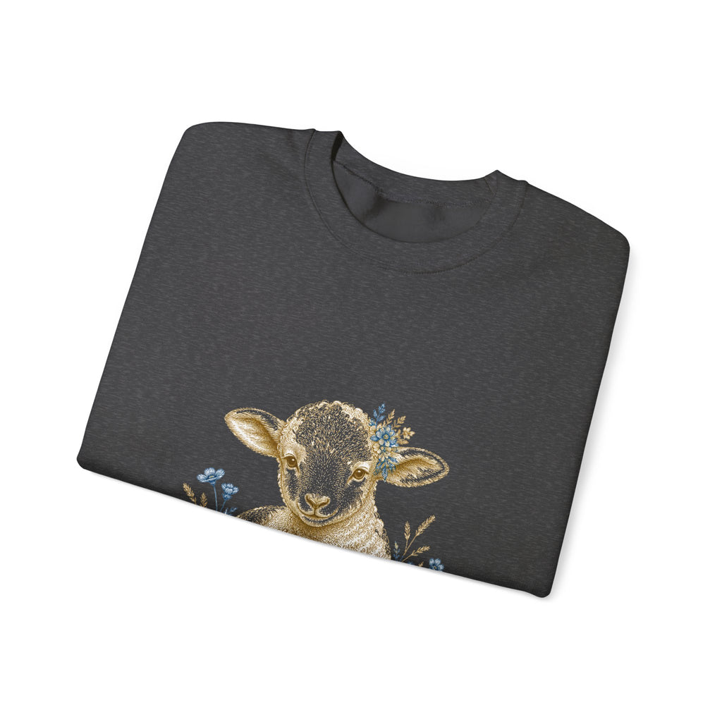 Matching Couple Sweatshirt - Lion & Lamb Matching Couple Premium Fleece Sweatshirt Vintage Art His Hers Honeymoon Gift - Design B