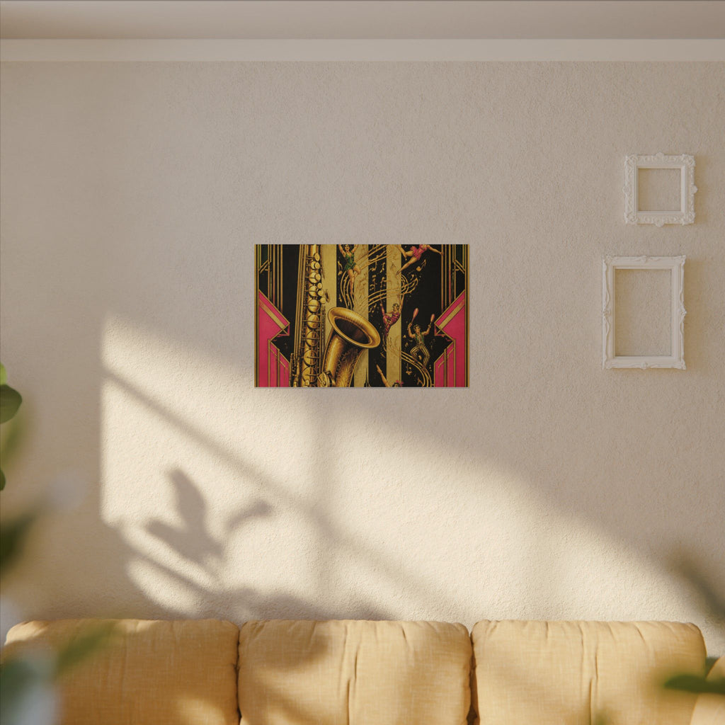 Saxophone Music Circus Wall Art Canvas 24×36 Art Deco Bar Area Decor Maximalist Print
