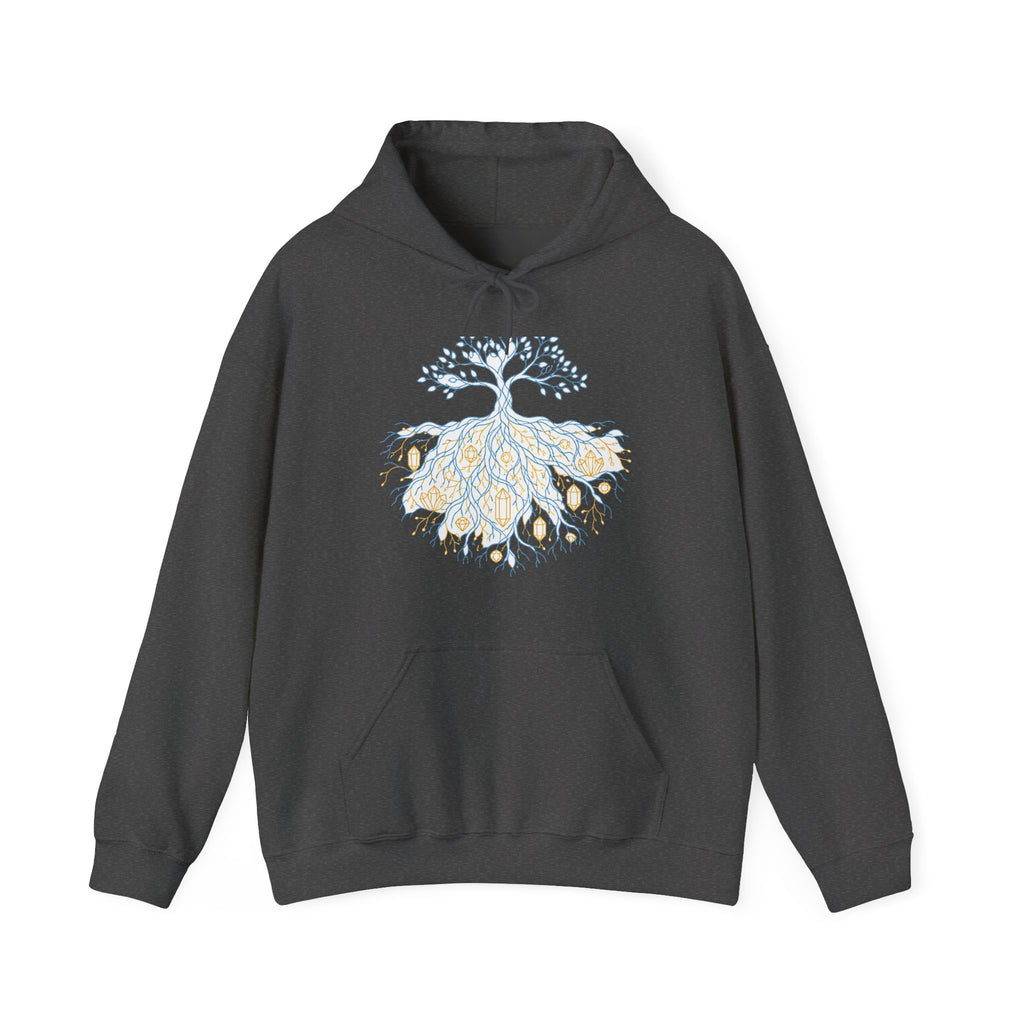 Matching Couple Sweatshirt - Ancient Oak & Deep Roots Matching Couple Hooded Sweatshirt Minimalist Art His Hers Valentine Gift - Design B