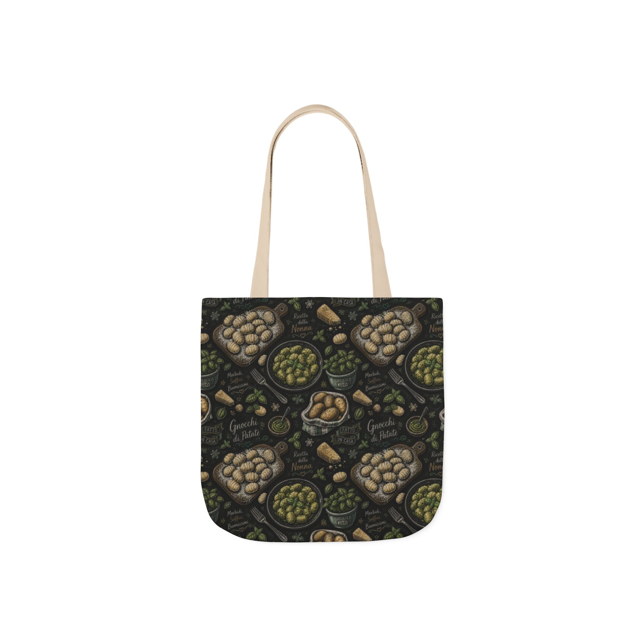 Potato Gnocchi Canvas Tote Bag Mediterranean Kitchen Chalk Art Design Italian Cottagecore Gift