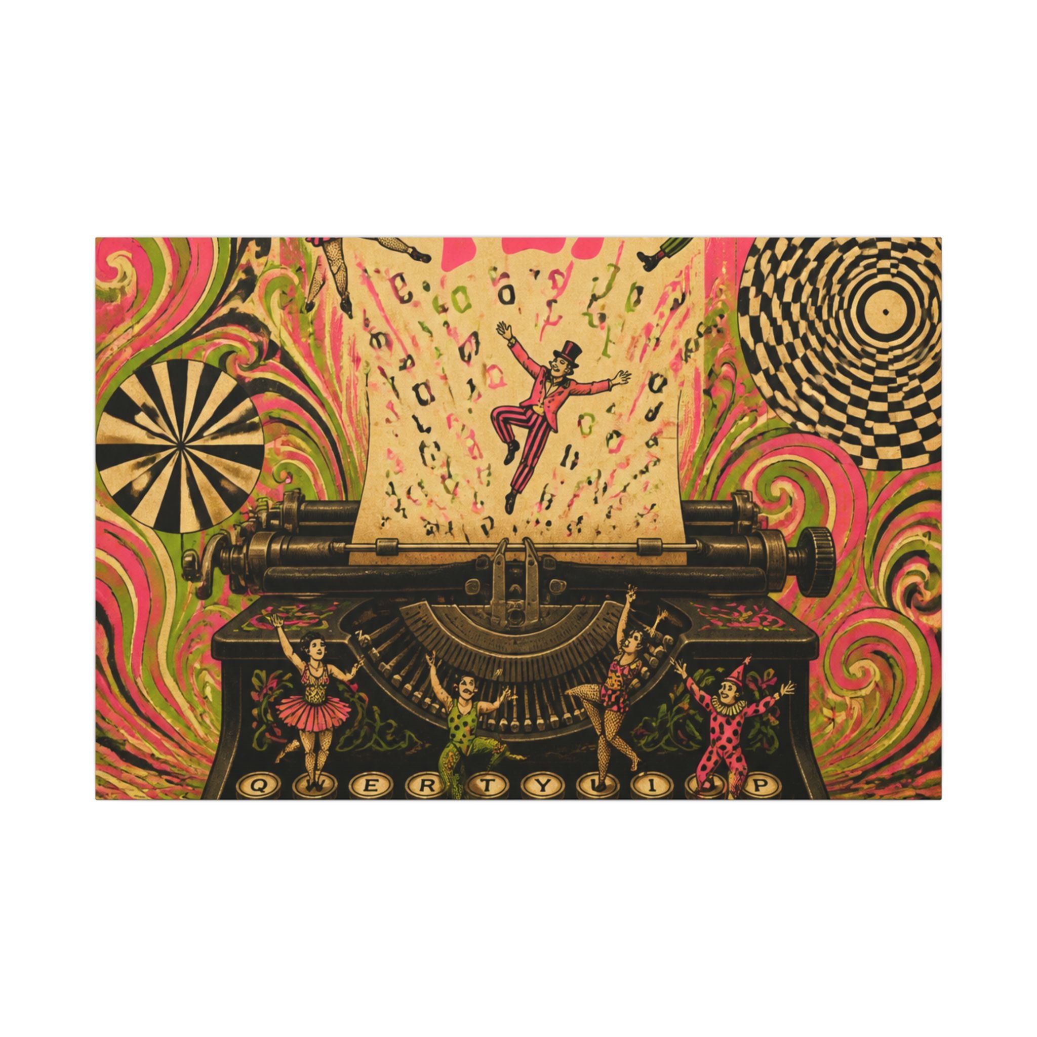 Typewriter Flying Letters Wall Art Canvas 16×20 Psychedelic Cafe Decor Maximalist Print