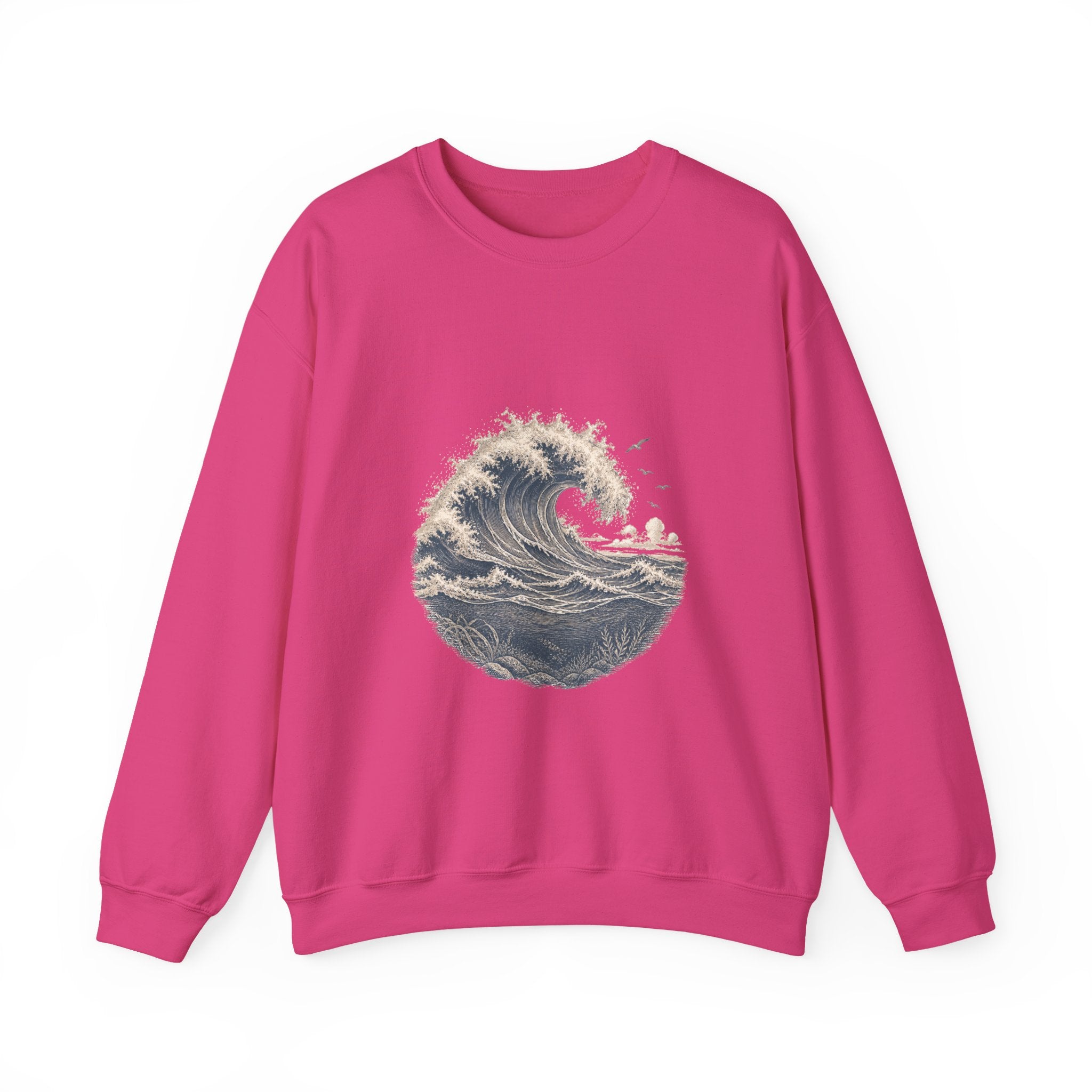 Matching Couple Sweatshirt - Mountain & Ocean Matching Couple Crewneck Sweatshirt Vintage Art His Hers Wedding Gift - Design B