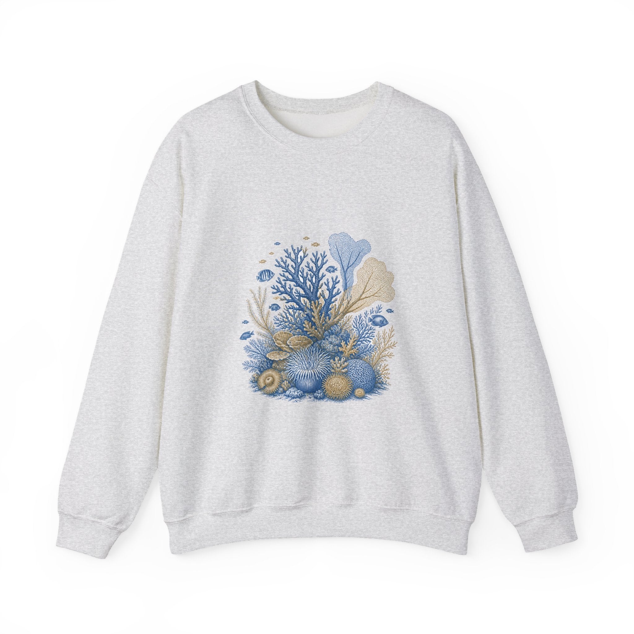 Matching Couple Sweatshirt - Coral Reef & Deep Sea Matching Couple Crewneck Sweatshirt Vintage Art His Hers Wedding Gift - Design A