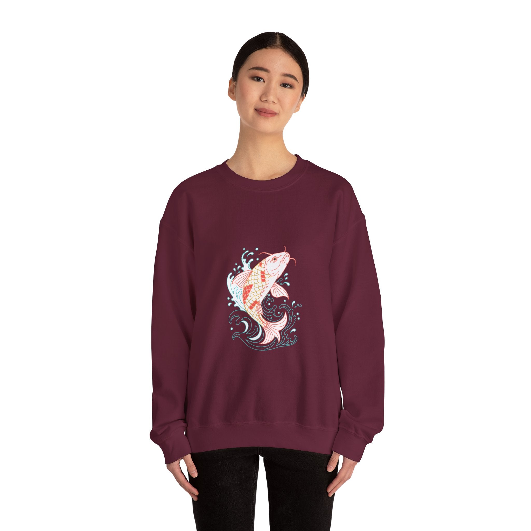 Matching Couple Sweatshirt - Koi Fish Yin Yang Matching Couple Premium Fleece Sweatshirt Minimalist Art His Hers Christmas Gift - Design A