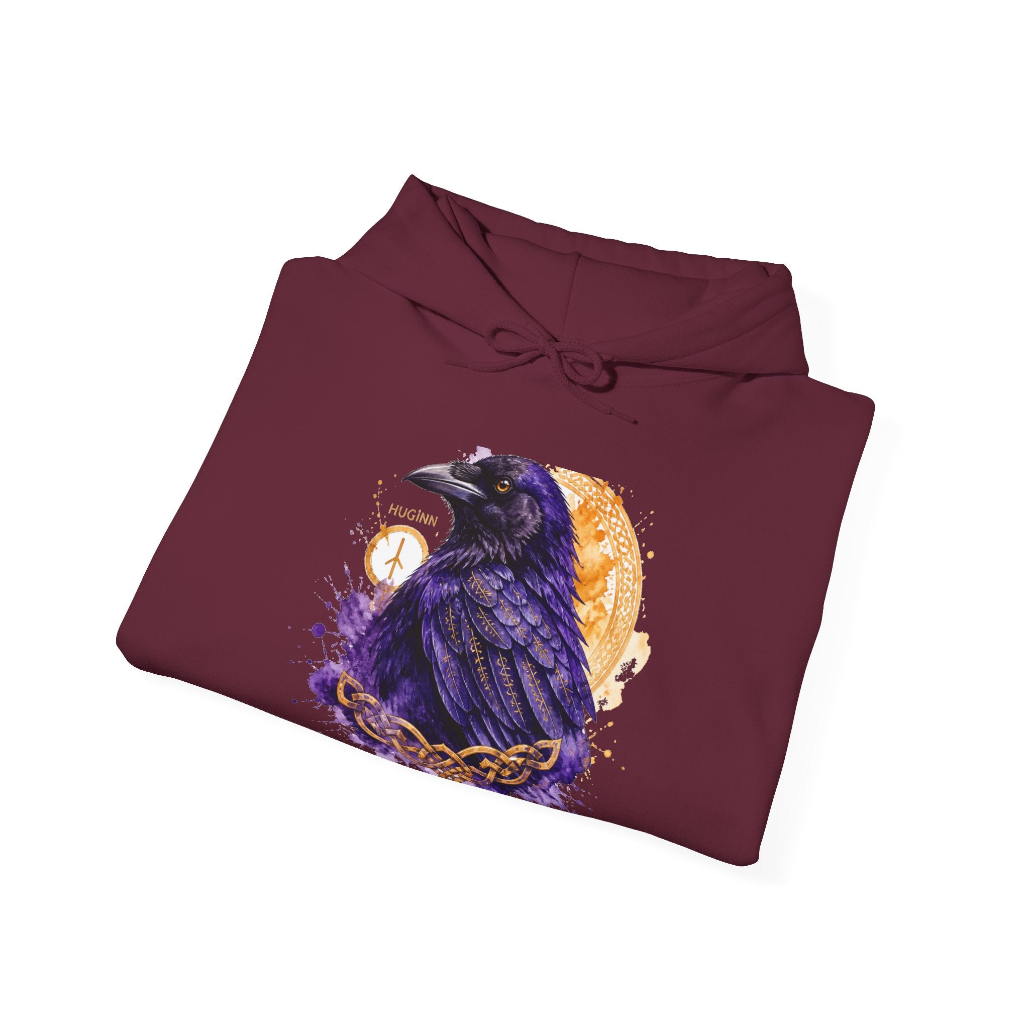 Matching Couple Sweatshirt - Huginn & Muninn Matching Couple Hooded Sweatshirt Watercolor Art His Hers Engagement Gift - Design A